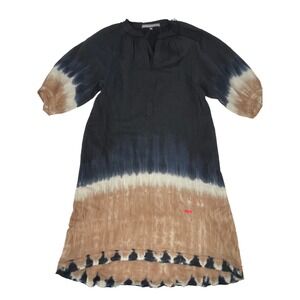 Ocean+Main Tie Dye Gauze Dress M/L Black Brown Good